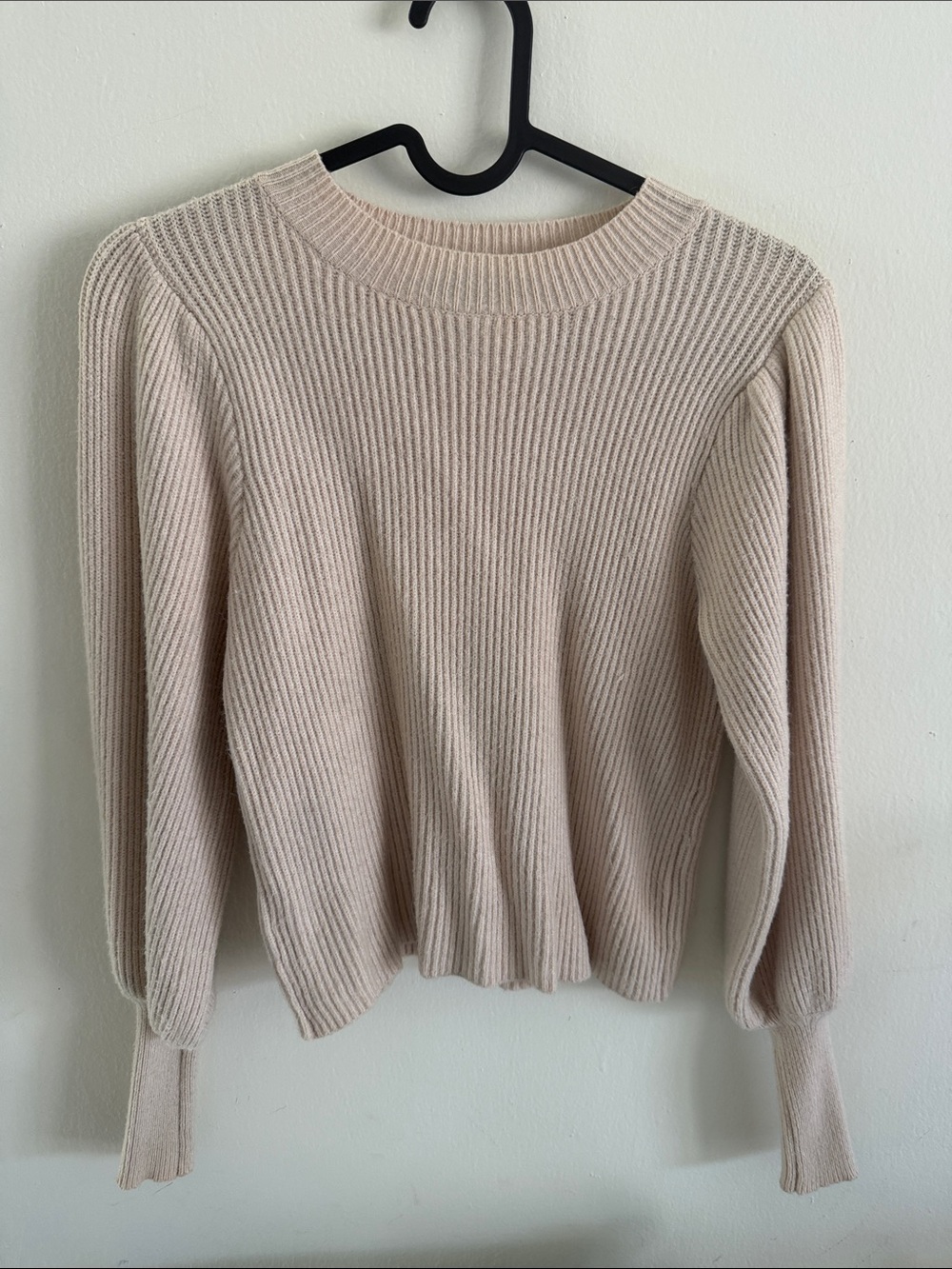Lulu's Soft Cream Ribbed Crewneck Sweater